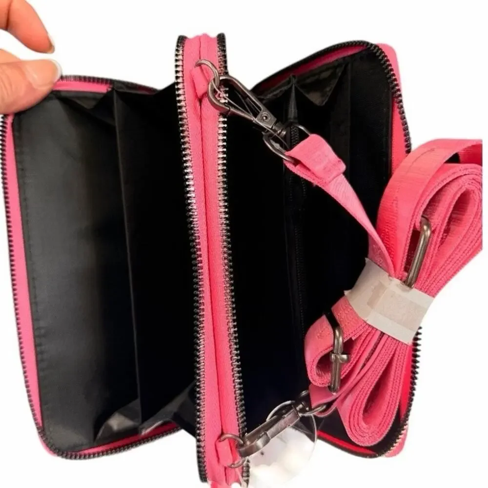 Ed Hardy Fuchsia Pink 3-in-1 Phone Wallet Crossbody